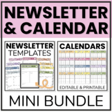 Newsletter Template and 2022-2023 Editable Calendars BUNDLE
