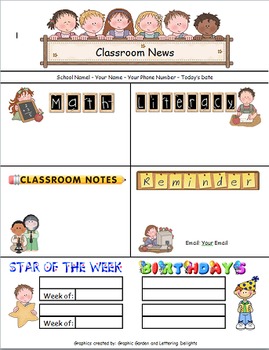 Preview of Newsletter Template for Primary Grades