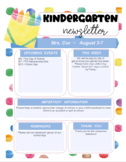 Kindergarten Newsletter Template w/ Adorable Watercolor Dots