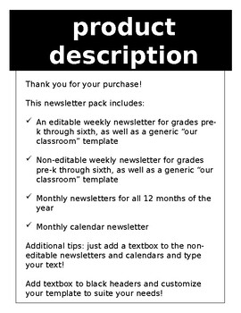 Newsletter Templates by No Frills Jill | Teachers Pay Teachers
