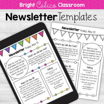 Preview of Newsletter Templates  {Bright Calico Classroom}