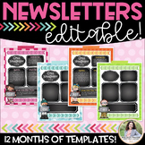 Newsletter Templates {Chalkboard Style Editable Monthly Templates}