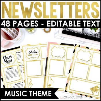 Preview of Editable Music Newsletter Templates - Chic & Glam Monthly and Weekly Templates