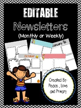 Newsletter Templates - EDITABLE! by Peace Love and Primary | TPT