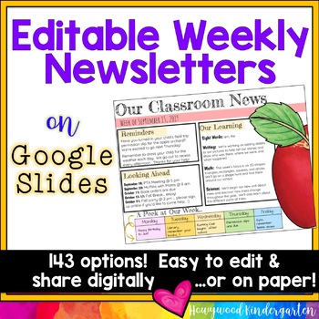 Preview of Newsletter Templates EDITABLE for Google Slides . 143 themes for weekly news