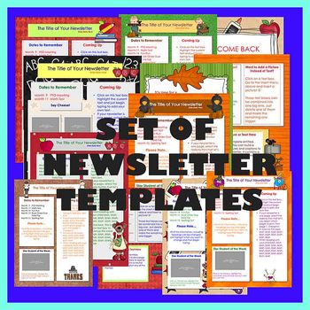 Preview of School and Fall Theme Newsletter / Party Templates - Set of 11 Templates