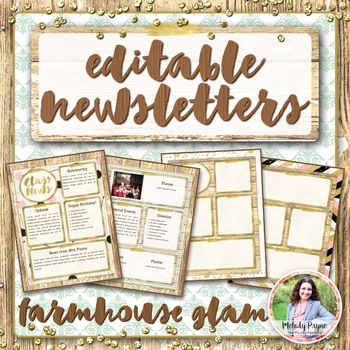 Preview of Newsletter Templates {Rustic Farmhouse Glam Editable Monthly Templates}