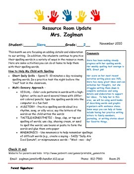 Preview of FREE Newsletters from the Special Education Resource Room