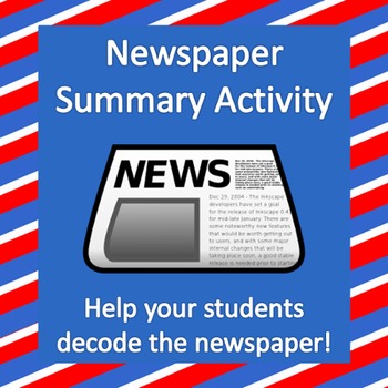 Preview of Newspaper Article Summary Activity