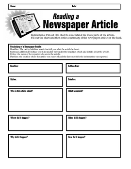 Preview of Newspaper Article Summary Form