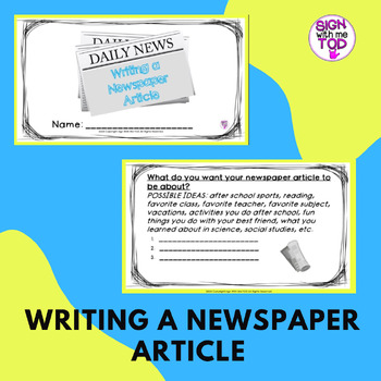 Preview of Newspaper Article Template and Example