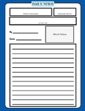 Newspaper Article Template Worksheet *Daily News* Fill in 