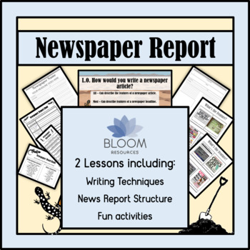 Preview of Newspaper Report - 2 Lessons Plans - Free Sample - Remote Learning Suitable