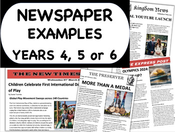 Preview of Newspaper Report Examples KS2