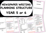 Newspaper Report Writing Non-Chronological Planning Sheet 