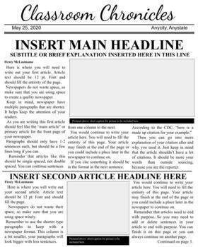 Newspaper Front Page Template Worksheets Teaching Resources Tpt