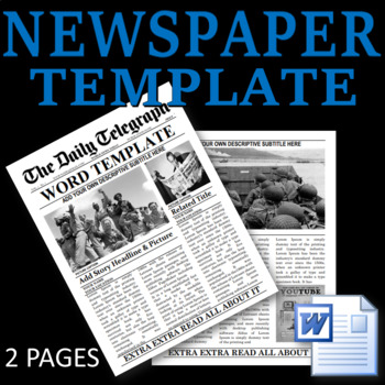 Preview of Editable 2 Page Newspaper Template Microsoft Word (8.5x11 inch)