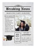 Newspaper graduate party invitation template, editable, customise