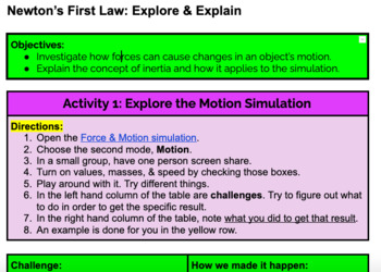 Preview of Newton's 1st Law: Explore & Explain [Google Classroom, Digital, or In-Person]
