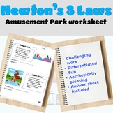 Newton's 3 Laws Interactive Worksheet- Amusement Park Style!