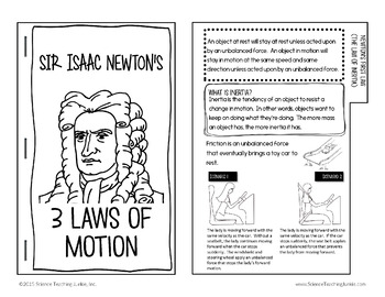 Newton's 3 Laws of Motion Flipbook by Science Teaching Junkie Inc