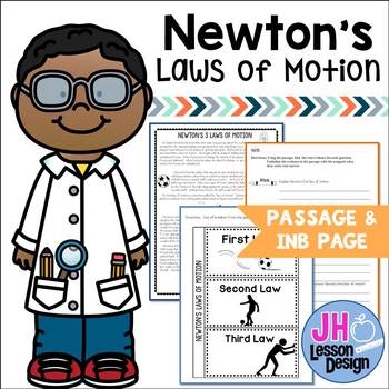 Preview of Newton's 3 Laws of Motion: Nonfiction Passage and Interactive Notebook Activity