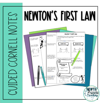Newton's First Law of Motion - Guided Cornell Notes by North2South Teaching