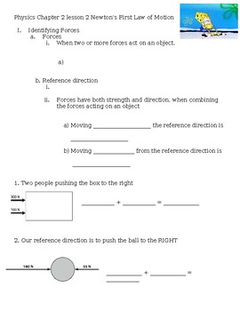 Preview of Newton's First Law of Motion Notes Worksheet