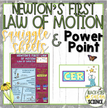 Preview of Newton's First Law of Motion Doodle Notes & Quiz + PowerPoint