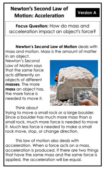 Preview of Newton's Laws Leveled Text Set Booklets (First, Second, & Third Law)