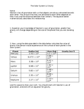 Newton's Law of Gravitation Activity: What is Gravity? by Lydia Bender