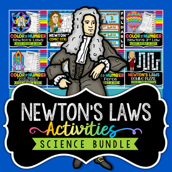 Preview of Newton's Laws of Motion Activities Bundle - Doodle Notes, Foldable, Project