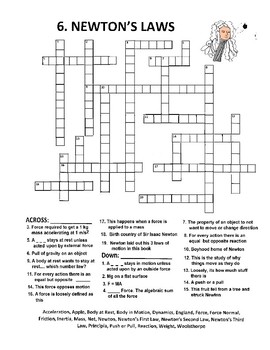Preview of Newton's Laws Crossword