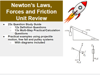 Preview of Newton’s Laws, Forces and Friction Unit Review Study Guide