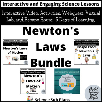 Preview of Newton's Laws - Interactive Video, Escape Room, Webquest, and Virtual Lab