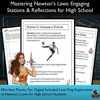 Preview of Newton's Laws Stations: High School Physical Science Lesson with Digital!