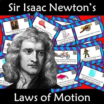 Preview of Newton's Laws of Motion Card Sort with QR code Isaac Newton