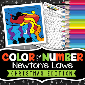 Preview of Newton's Laws of Motion | Christmas Science Activity | Color by Number Worksheet