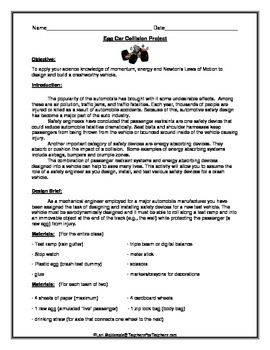 Preview of Newton's Laws of Motion: Egg Car Collision Project