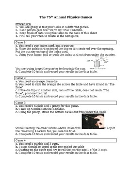 Preview of Newton's Laws of Motion Games (Lab Activity/Inertia Focus)