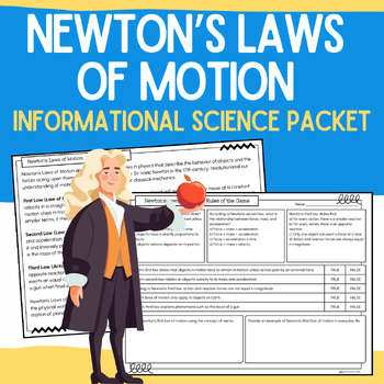 Newton's Laws of Motion: Informational Reading Passages, Worksheet ...
