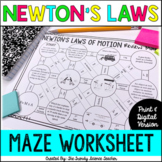 Newton's Laws of Motion Maze Worksheet [Print and Digital 