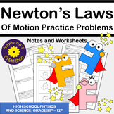 Newton's Laws of Motion Practice Problem Worksheets for Physics