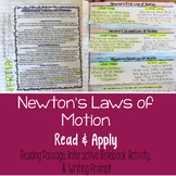Newton's Laws of Motion Reading Comprehension Interactive 