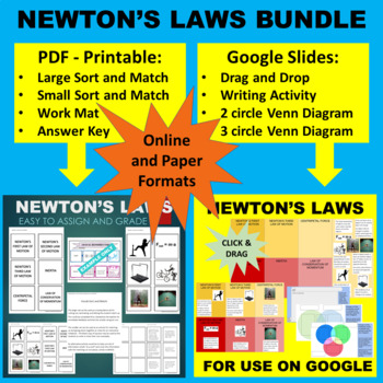 Preview of Newton's Laws of Motion Sort & Match Activity -Google & Paper Combo Bundle