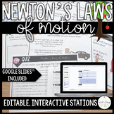 Newton's Laws of Motion Stations - Editable and Google Slides™