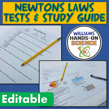 Preview of Newton's Laws of Motion Test Study Guide NGSS PS2.A Test Prep Digital     