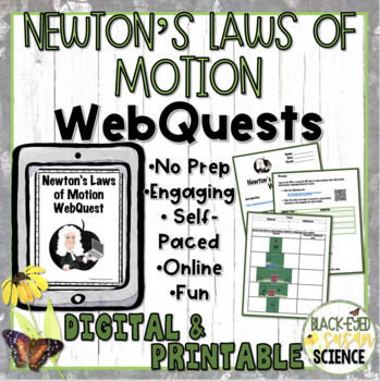 Preview of Newton's Laws of Motion WebQuests (both Digital and Printable Versions)