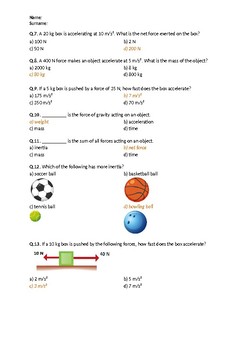 Newton's Laws of Motion - Worksheet | Distance Learning by Science