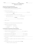 Newton's Laws of Motion - Worksheet